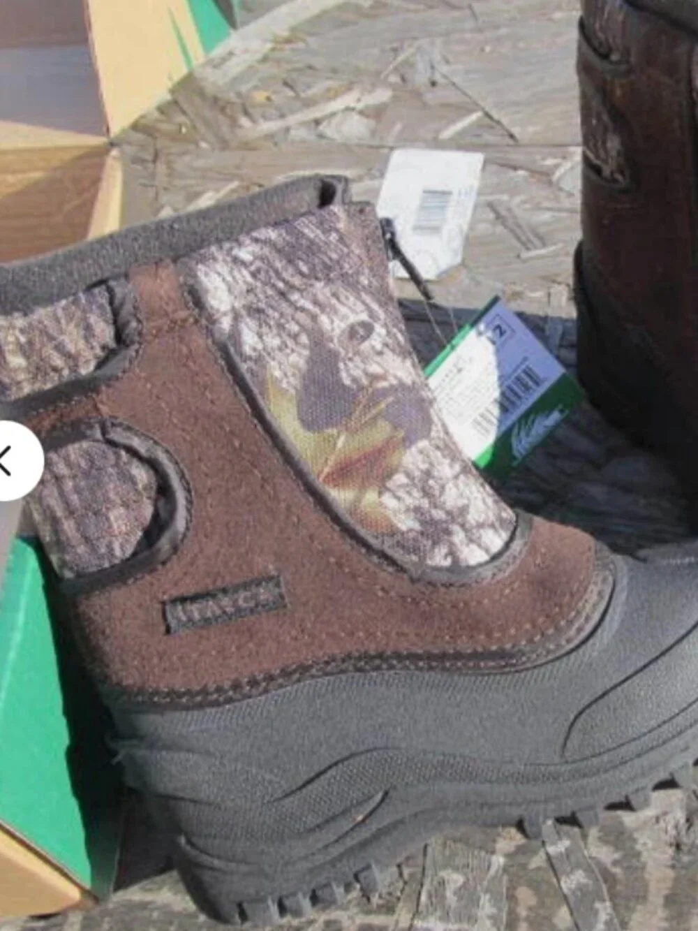 KIDS ITASCA SNOW STOMPER CAMO BOOTS SIZE 12 M NEW IN BOX WITH TAGS MOSSY OAK